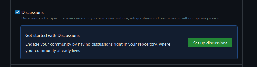 Enable Discussions feature for the project